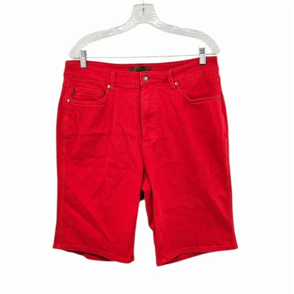 Judy Blue Garment Dyed Bermuda Short Womens 2XL Red Denim Cotton Blend Stretch